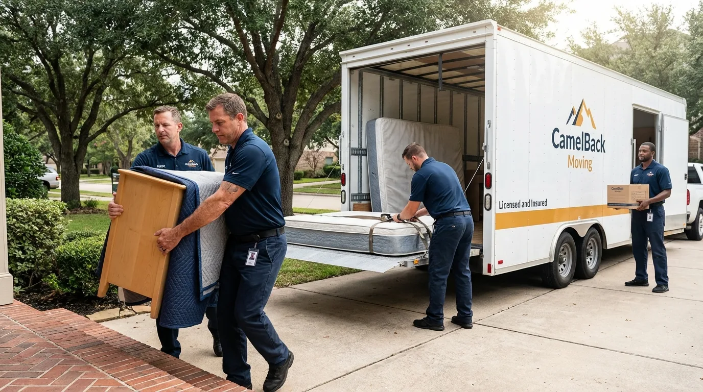 Crew loading residential truck for cross-state move from Ridgeland, MS